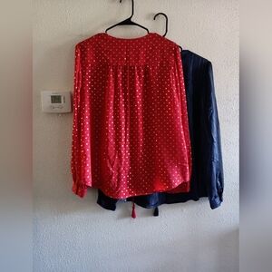 2-pack Red Polka Dot Blouse and Navy Shirt